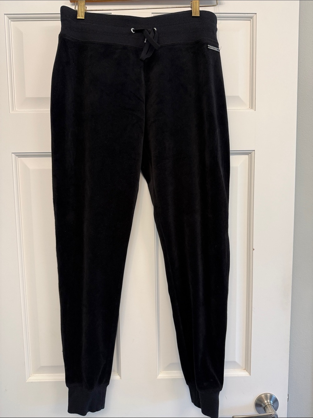 Calvin Klein Black Velour Joggers with Drawstring